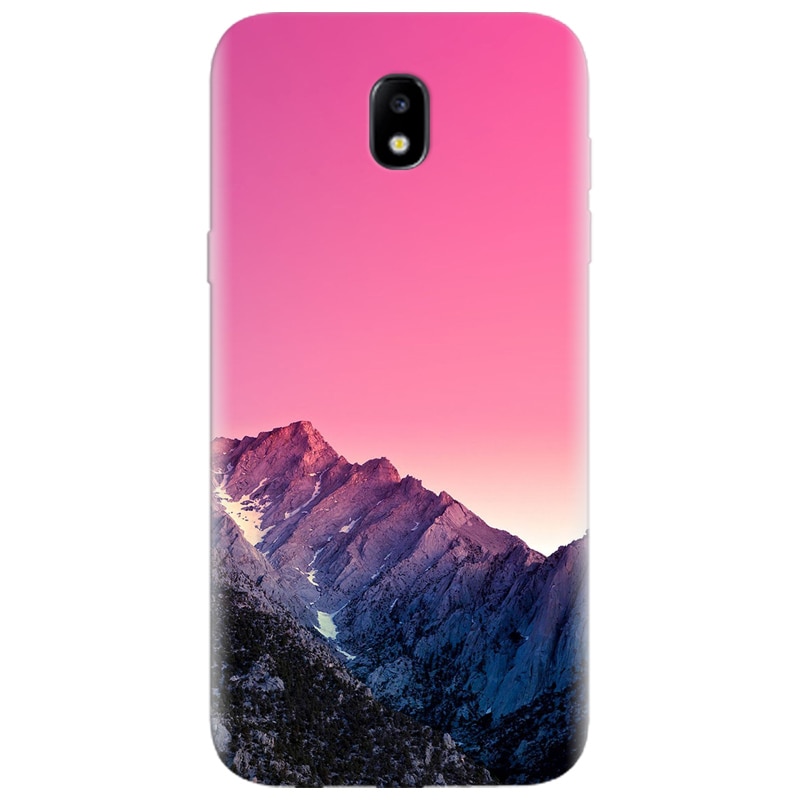Husa silicon pentru Samsung Galaxy A7 2017, Mountain Peak Pink Gradient Effect
