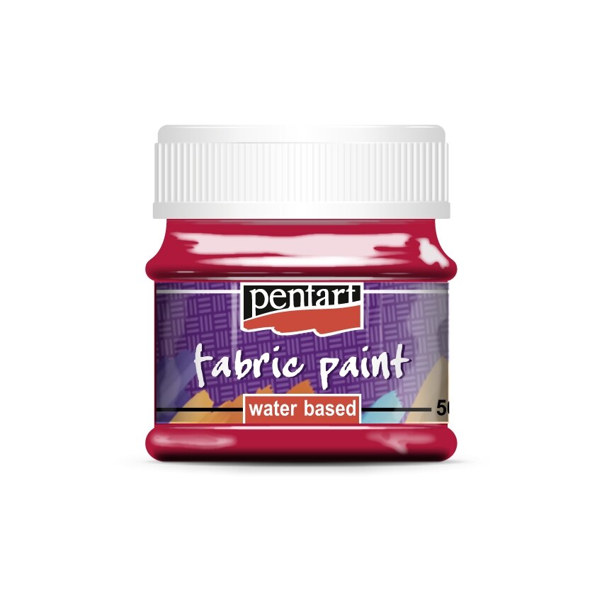 Vopsea pentru textile pe baza de apa Pentart - rosu carmin, 50 ml