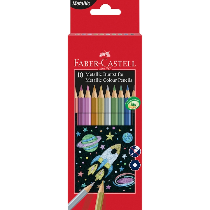 Faber-Castell Színes ceruza készlet, 10 db metál szín