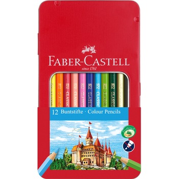 Creioane colorate Faber-Castell, 12 culori, cutie metal