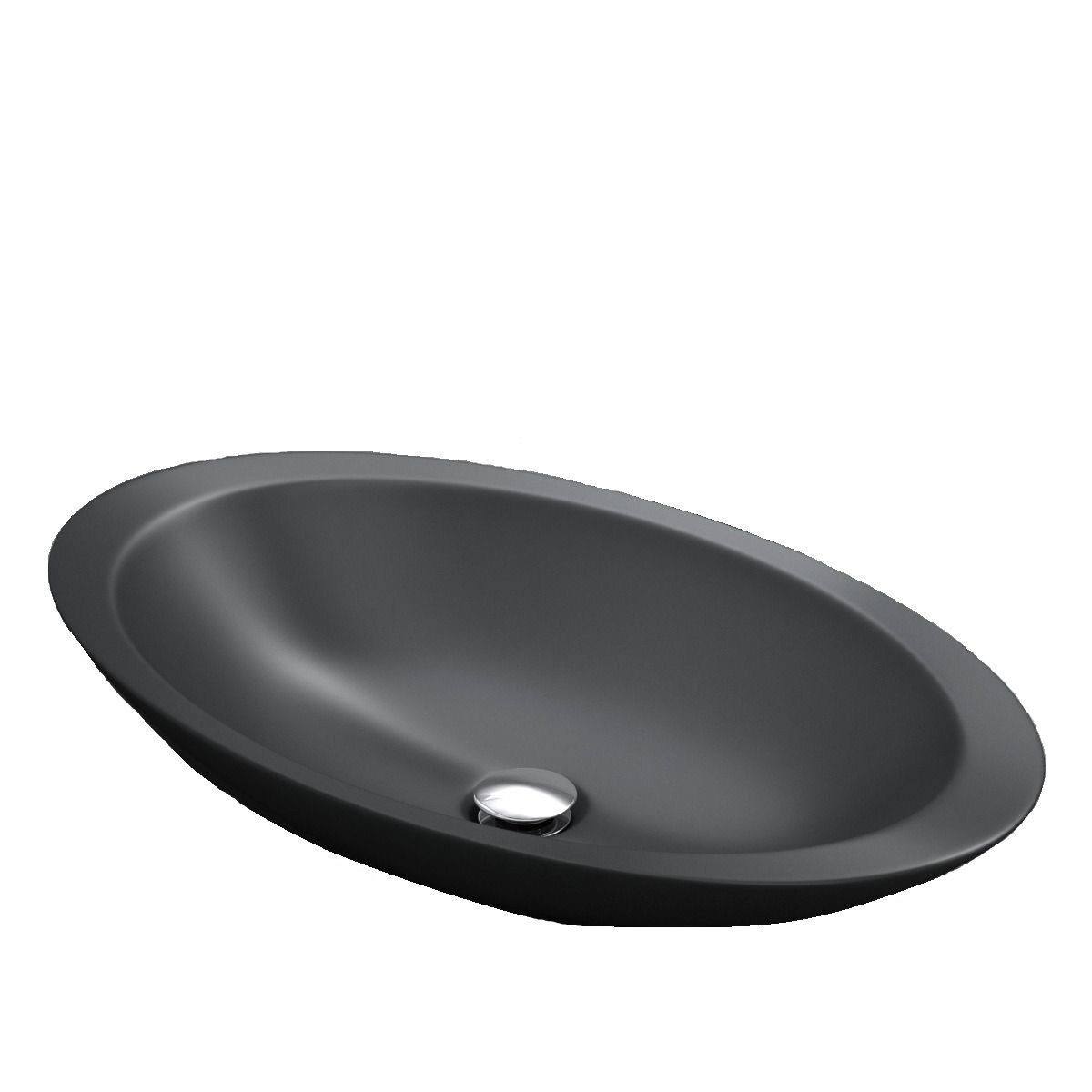 Lavoar EGO-802, compozit marmura,culoare Antracit , montaj pe blat, 59x35 cm