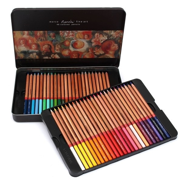 Set 48 creioane colorate in caseta metalica Marco Fine Art