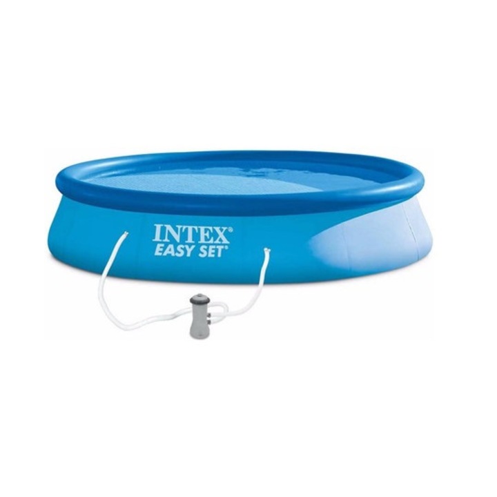 Set piscina gonflabila Lumi, cu pompa filtrare si forma compacta, 396 x 84 cm