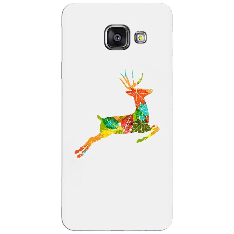 Husa silicon pentru Samsung Galaxy A7 2016, Colorful Reindeer Jump Illustration