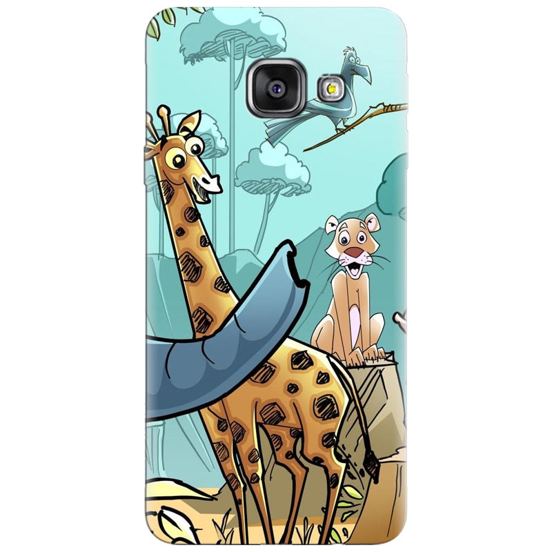 Husa silicon pentru Samsung Galaxy A7 2016, Children Drawings Elephants Giraffes Lions