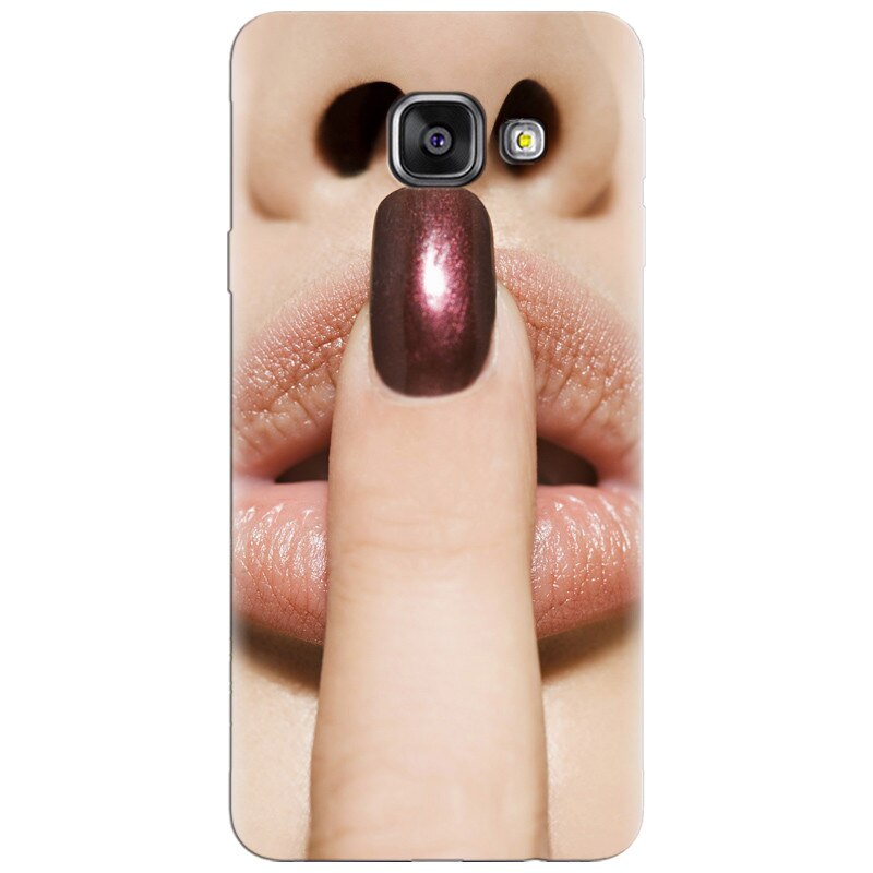 Husa silicon pentru Samsung Galaxy A7 2016, Finger Purple Nailpolish Girl Lips