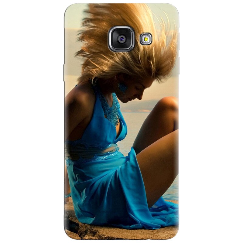 Husa silicon pentru Samsung Galaxy A7 2016, Girl In Blue Dress
