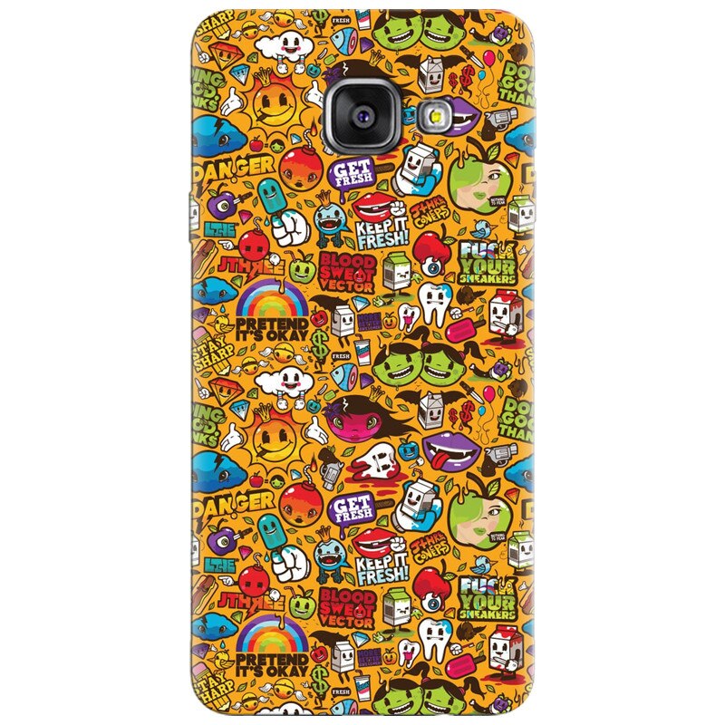 Husa silicon pentru Samsung Galaxy A7 2016, Colorful Sticker Illustrations