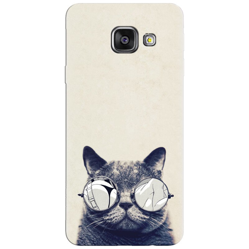Husa silicon pentru Samsung Galaxy A7 2016, Cool Cat Glasses