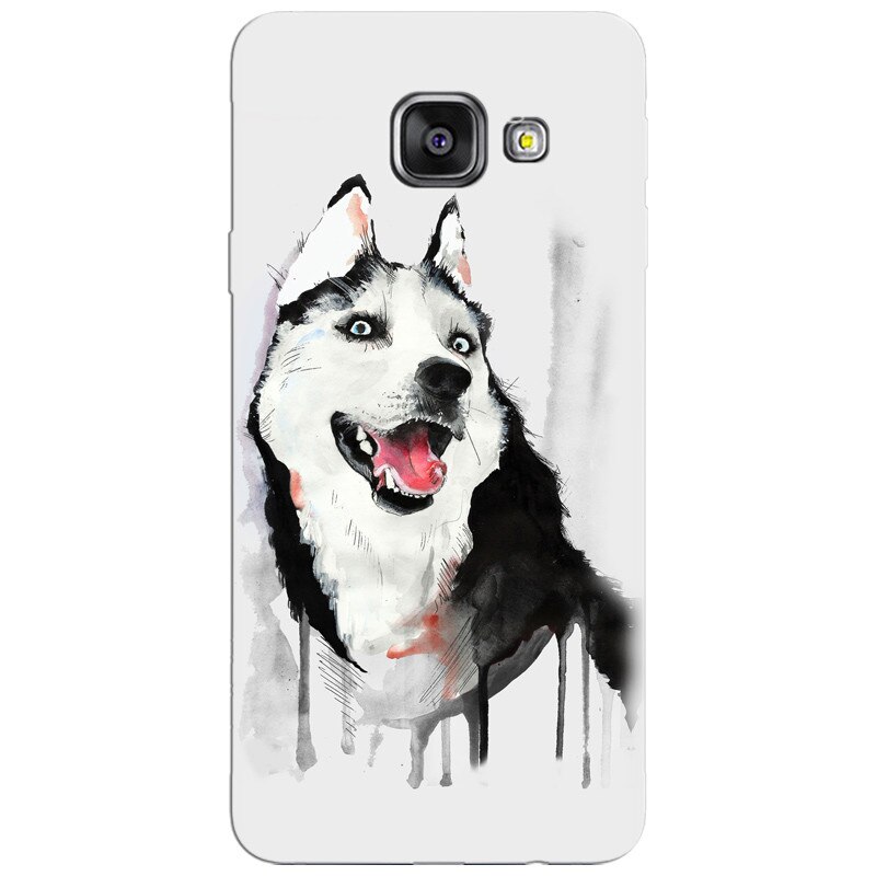 Husa silicon pentru Samsung Galaxy A7 2016, Husky Dog Watercolor Illustration