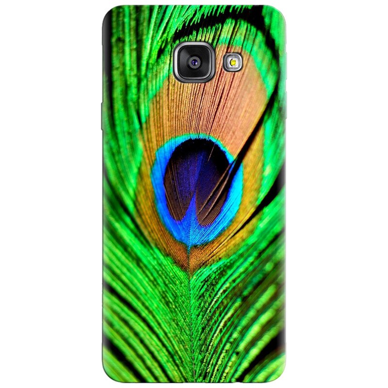 Husa silicon pentru Samsung Galaxy A7 2016, Peacock Feather Green Blue