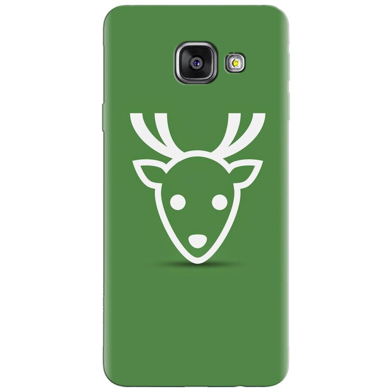Husa silicon pentru Samsung Galaxy A7 2016, Minimal Reindeer Illustration Green