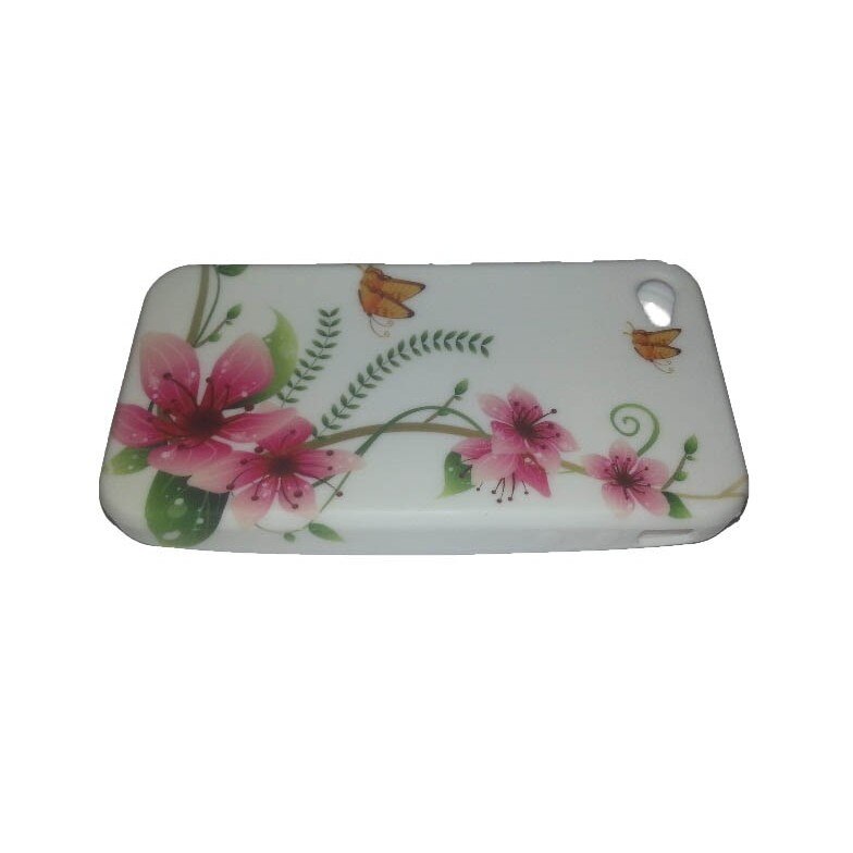 Husa Iphone 4/4S din Silicon Model Butterfly Orchis Culoare Alba
