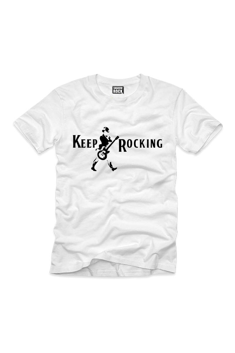 Tricou Barbati Clasic, Keep Rocking, Alb