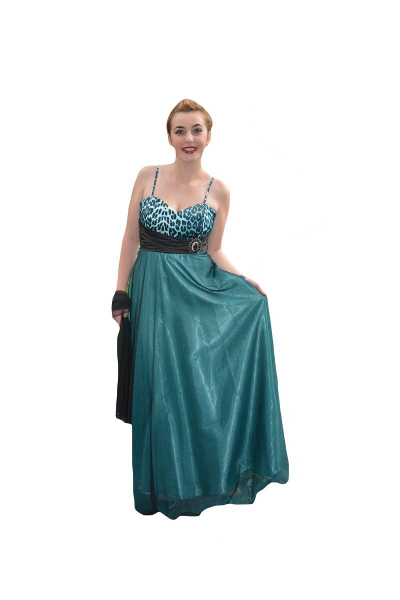 Rochie superba cu material animal print,D&J Exclusive, Turcoaz