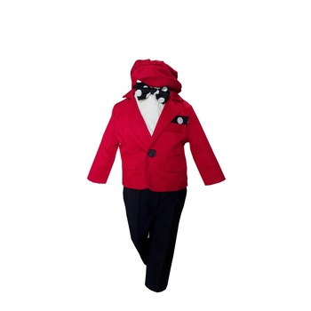 Costum botez baieti Rosu / Bleumarin 5 piese , PTK , 6 luni Costum botez baieti Rosu / Bleumarin 5 piese , PTK , 6 luni