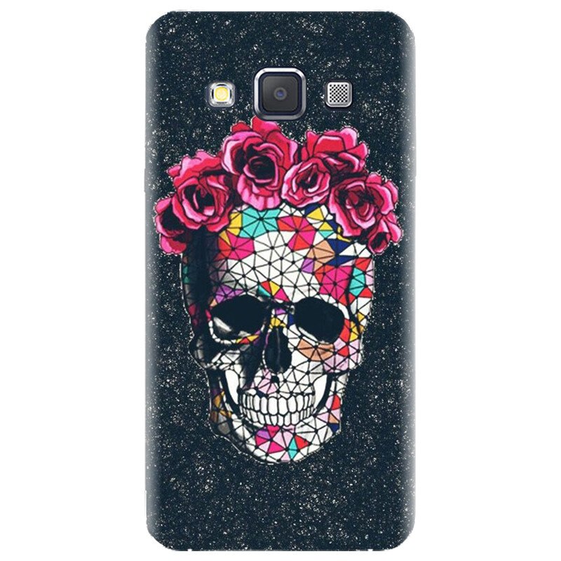 Husa silicon pentru Samsung Galaxy A7, Colorful Skull Roses Space