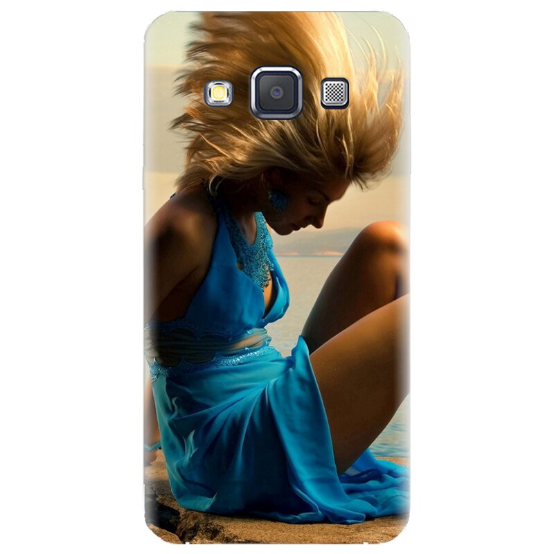 Husa silicon pentru Samsung Galaxy A7, Girl In Blue Dress