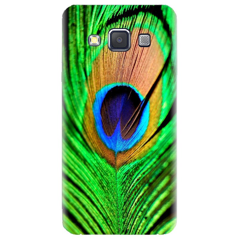 Husa silicon pentru Samsung Galaxy A7, Peacock Feather Green Blue