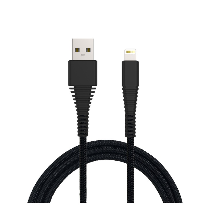 Cablu Lighting - USB 2.0 tata 1.2m negru rezistent la indoiri Prime Well