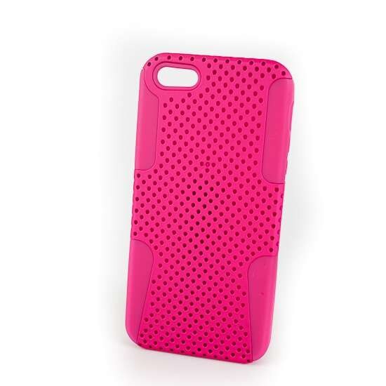 Husa pentru Iphone 5 din Plastic si Silicon Culoare Fuxia model Mesh Plus (2 in 1)