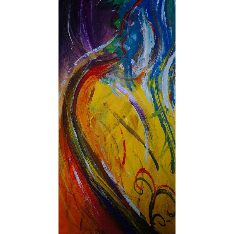 Tablou Canvas, Abstract, 80 x 40 cm, Rama lemn, Multicolor
