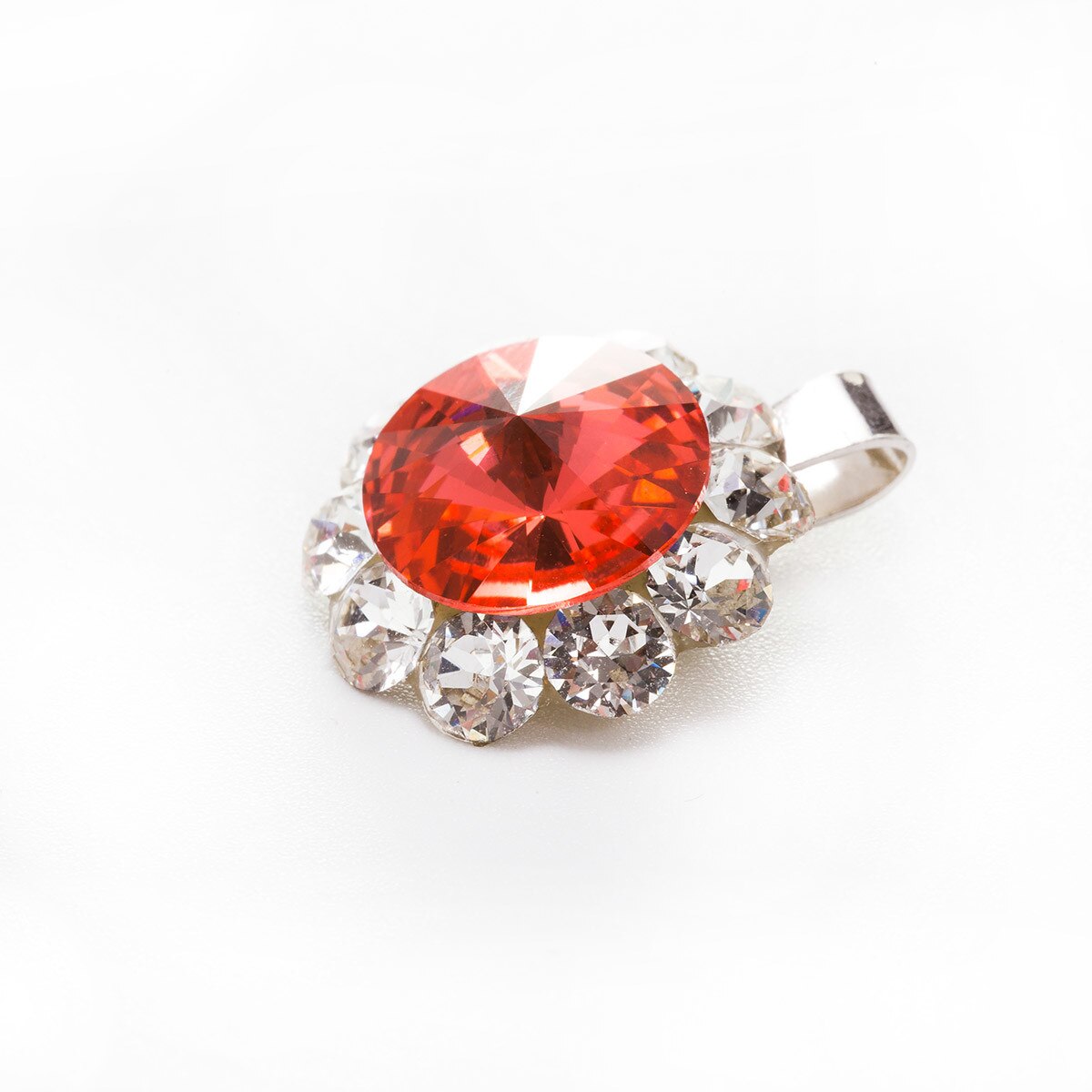 Pandantiv Argint DaviCrystals cu cristale Swarovski floarea soarelui padparadscha