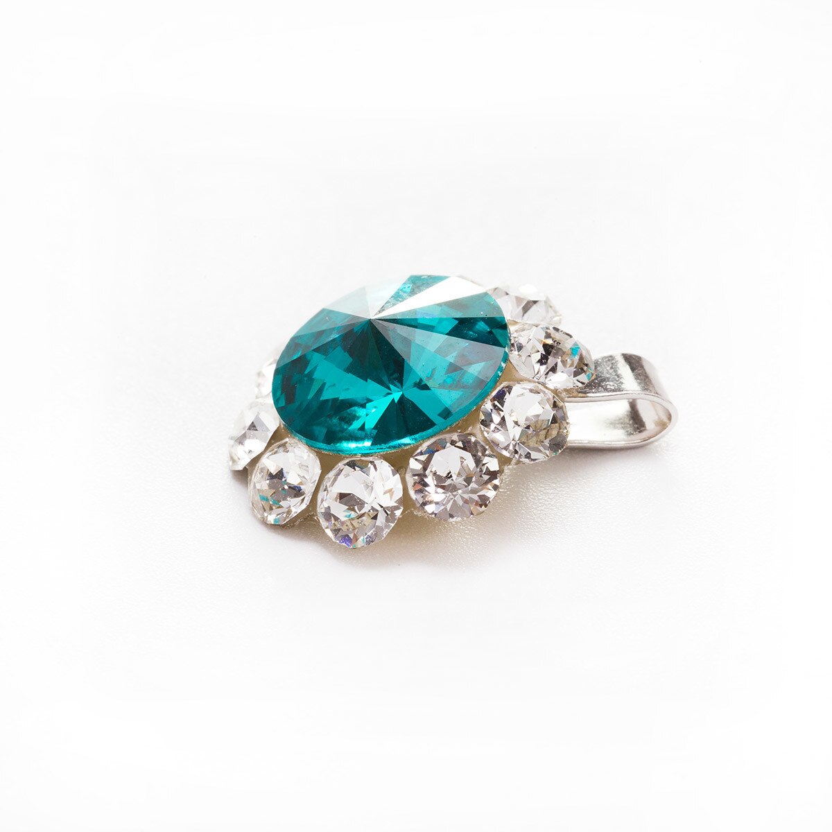 Pandantiv Argint DaviCrystals cu cristale Swarovski floarea soarelui blue zircon