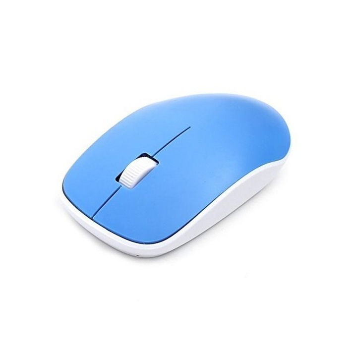 OMEGA OM0420 vezeték nélküli egér, 2,4 GHz, 1200DPI, Kék/fehér