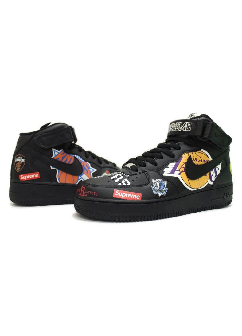 Pantofi sport Nike Air Force 1 Mid Supreme NBA, barbati, negru