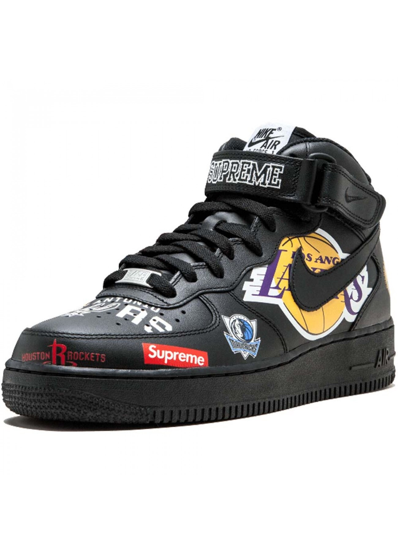 Pantofi sport Nike Air Force 1 Mid Supreme NBA, barbati, negru