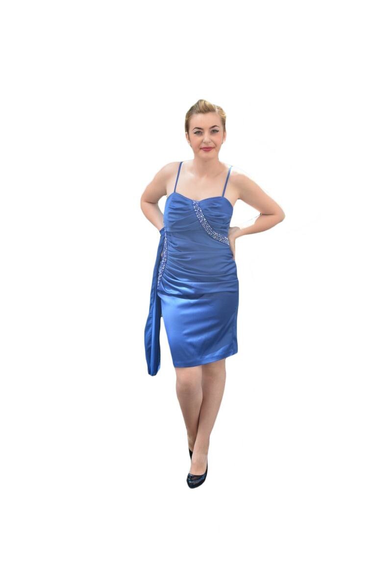 Rochie de gala ,decor din pietre stralucitoare, D&J Exclusive, Albastru