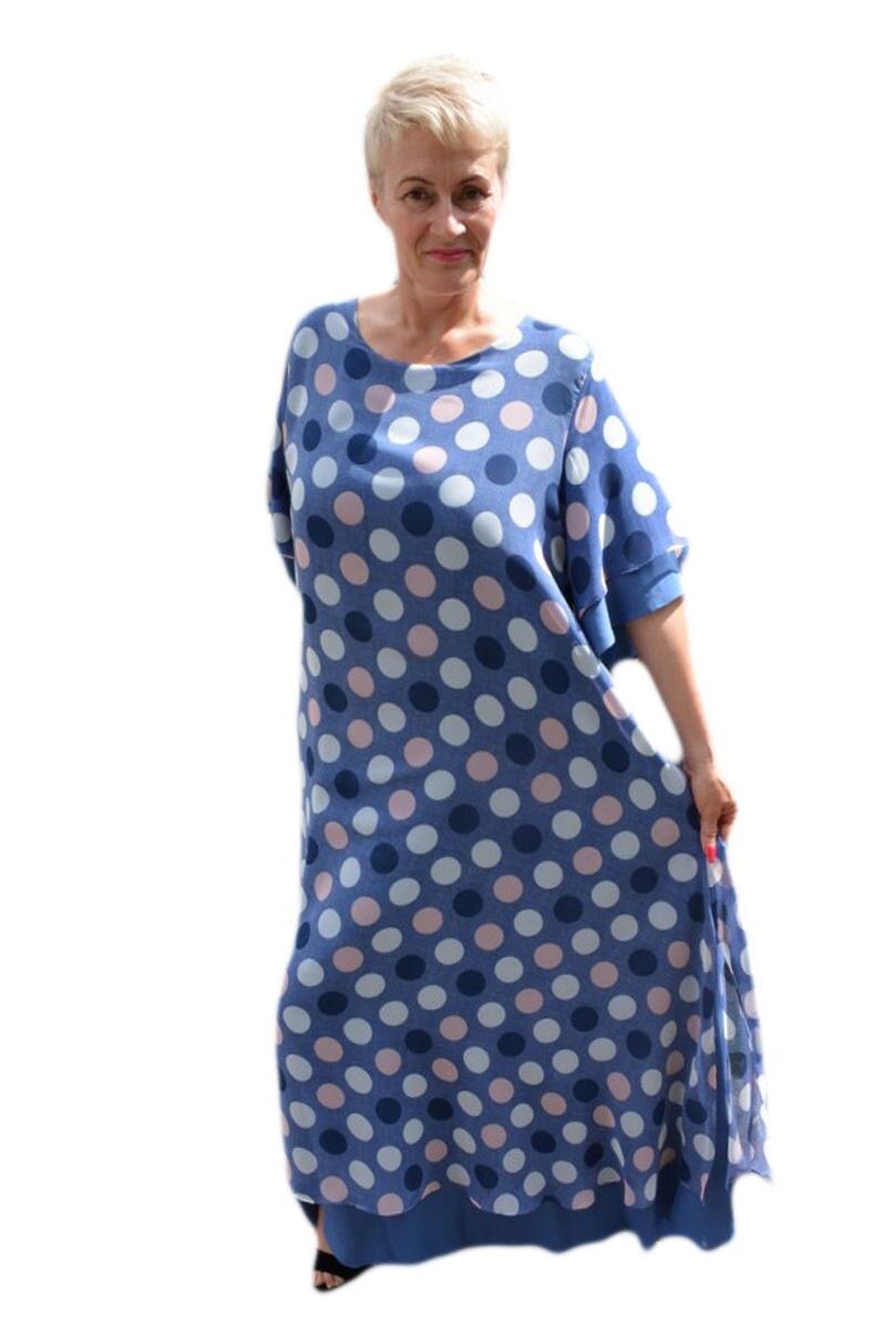 Rochie rafinata cu buline mari ,D&J Exclusive, Albastru marin