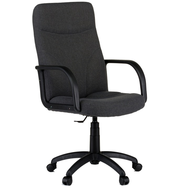 Офис стол QMOBILI RIVA T Сив, tекстил, въртящ механизъм, фиксирана подлакътника PP, база PP