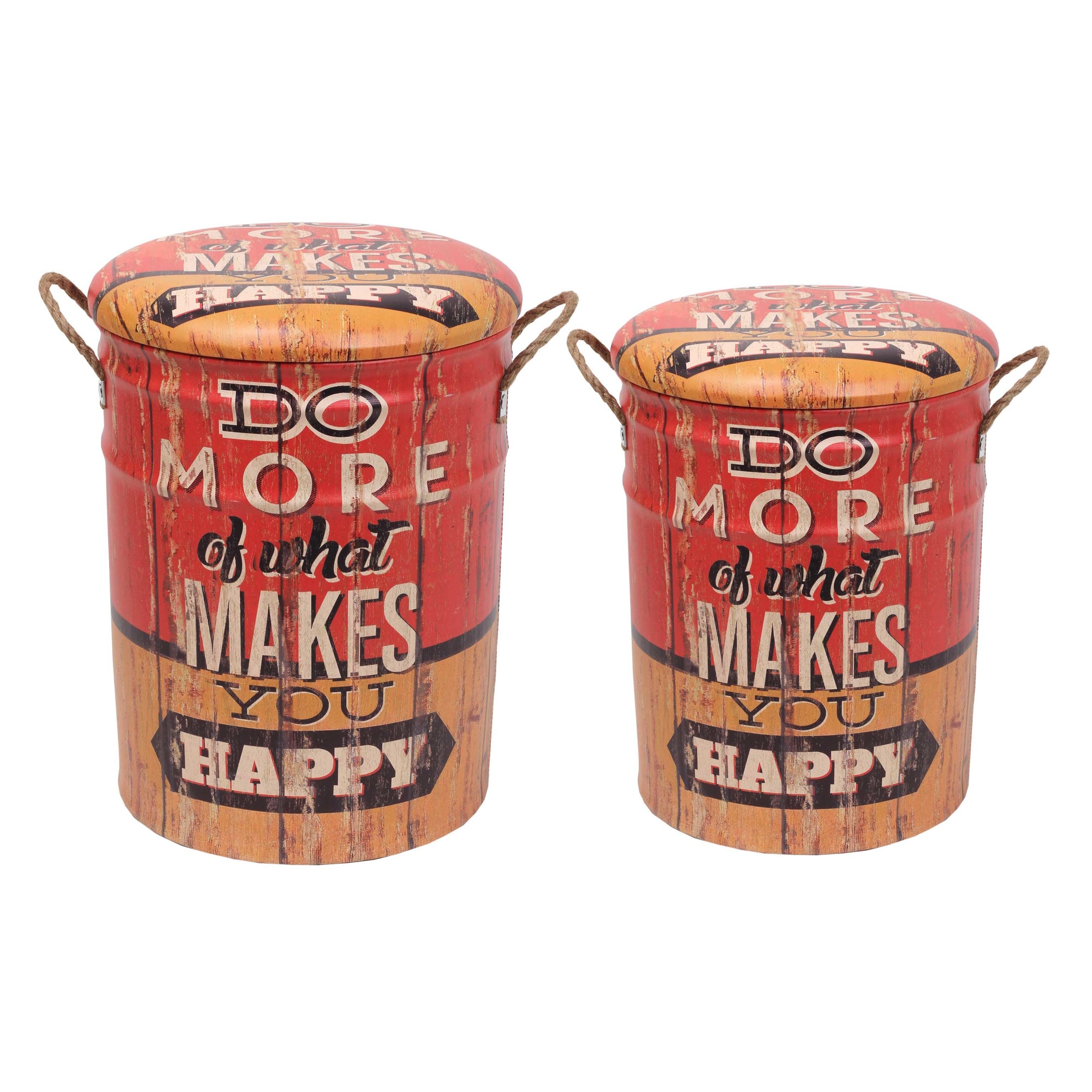 Set tabureti metalici cu spatiu depozitare, Metal, Happy