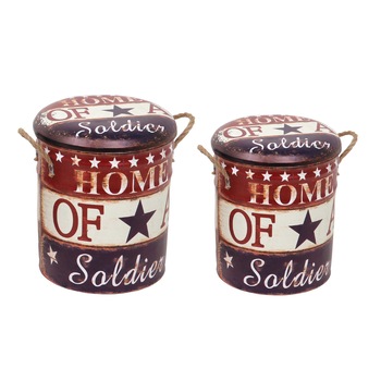 Set tabureti metalici cu spatiu depozitare, Metal, Home Set tabureti metalici cu spatiu depozitare, Metal, Home