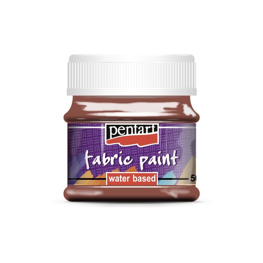 Vopsea pentru textile pe baza de apa Pentart - maro inchis, 50 ml