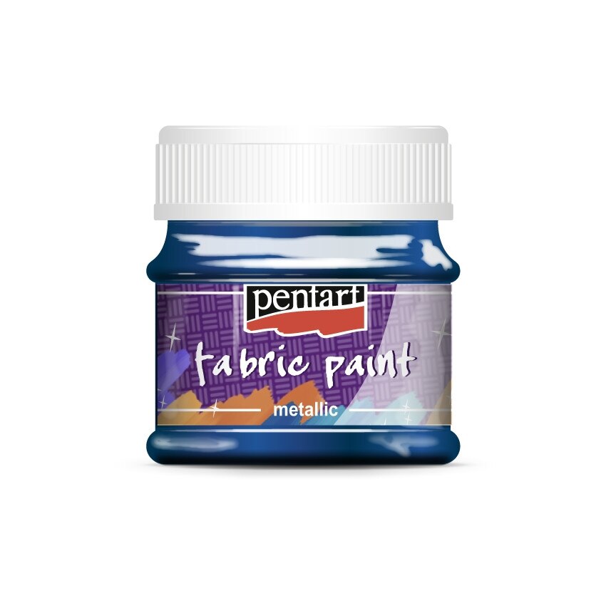 Vopsea pentru textile pe baza de apa Pentart - albastru metalizat, 50 ml