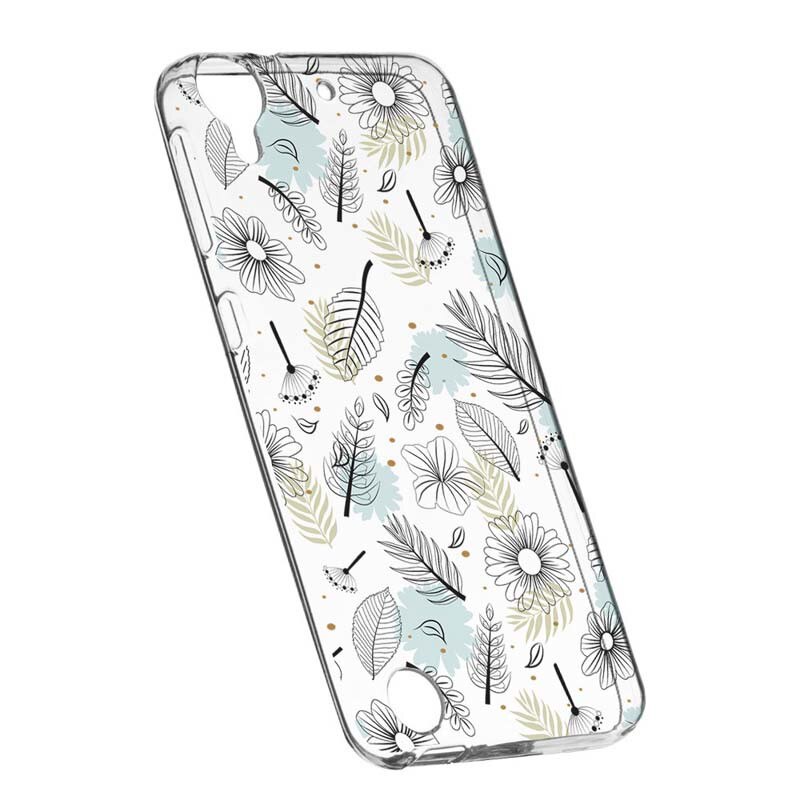 Husa Silicon, Transparent, Slim, Flori, HTC Desire 825