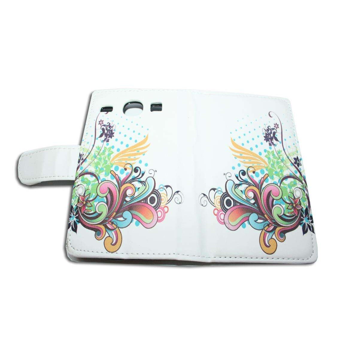 Husa Samsung Galaxy Core I8260 model carte BEST FLOWERS din Piele ECO alba