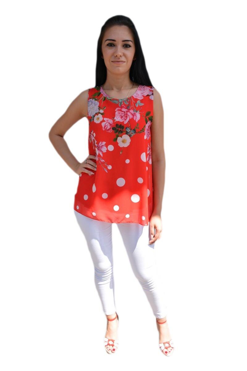 Bluza casual ,vaporoasa cu trandafiri,D&J Exclusive, Rosu