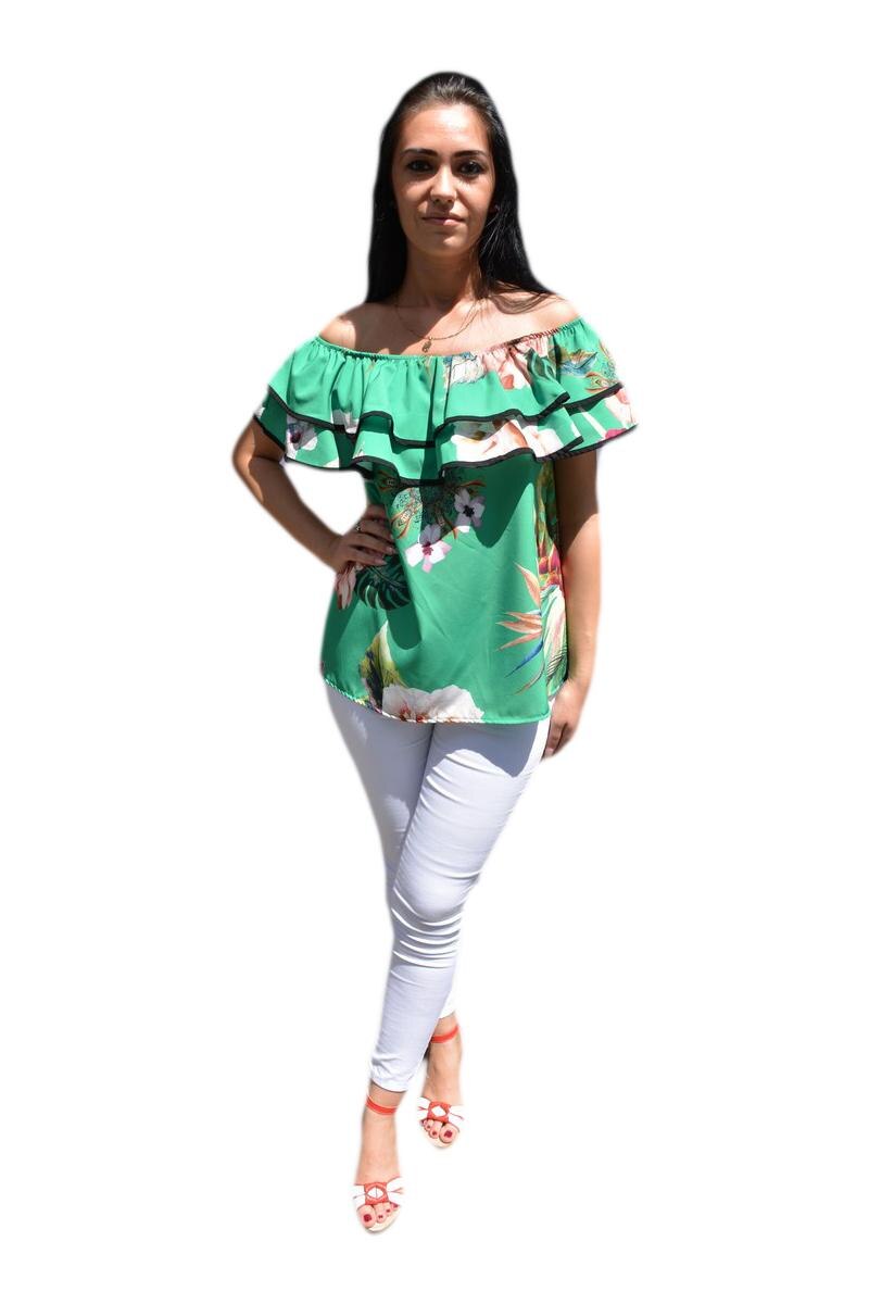Bluza rafinata, imprimeu floral,D&J Exclusive, Verde