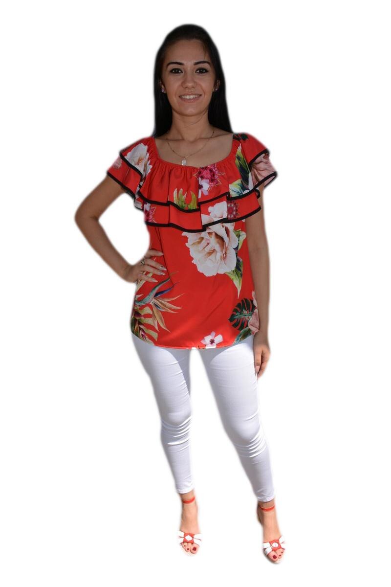 Bluza rafinata, imprimeu floral,D&J Exclusive, Rosu