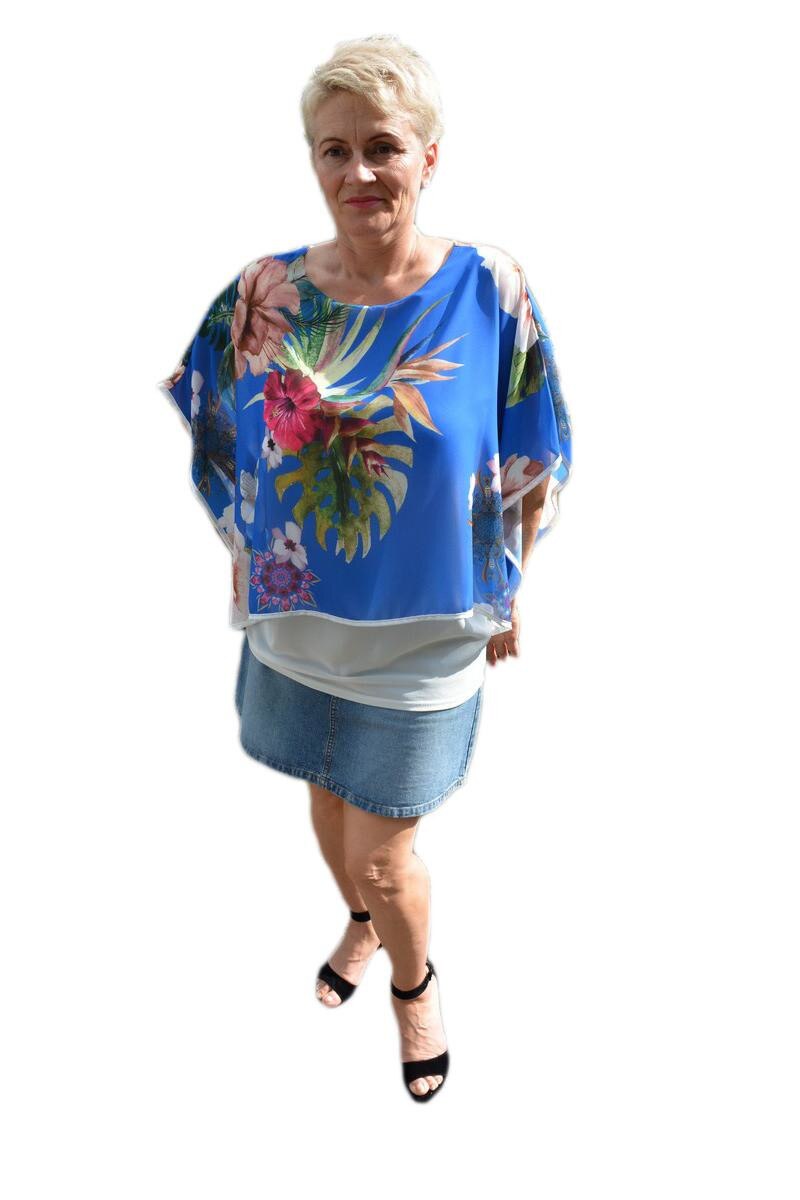 Bluza casual, imprimeu floral,D&J Exclusive, Albastru