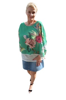 Bluza casual, imprimeu floral,D&J Exclusive, Verde Bluza casual, imprimeu floral,D&J Exclusive, Verde