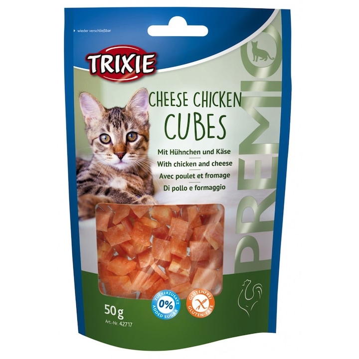 Trixie Premio 42717 jutalomfalatok macskáknak, csirkével és sajttal, 50 g