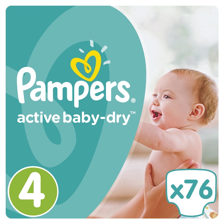 Pampers Active Baby-Dry Pelenka 4-es Méret (Maxi), 76 db