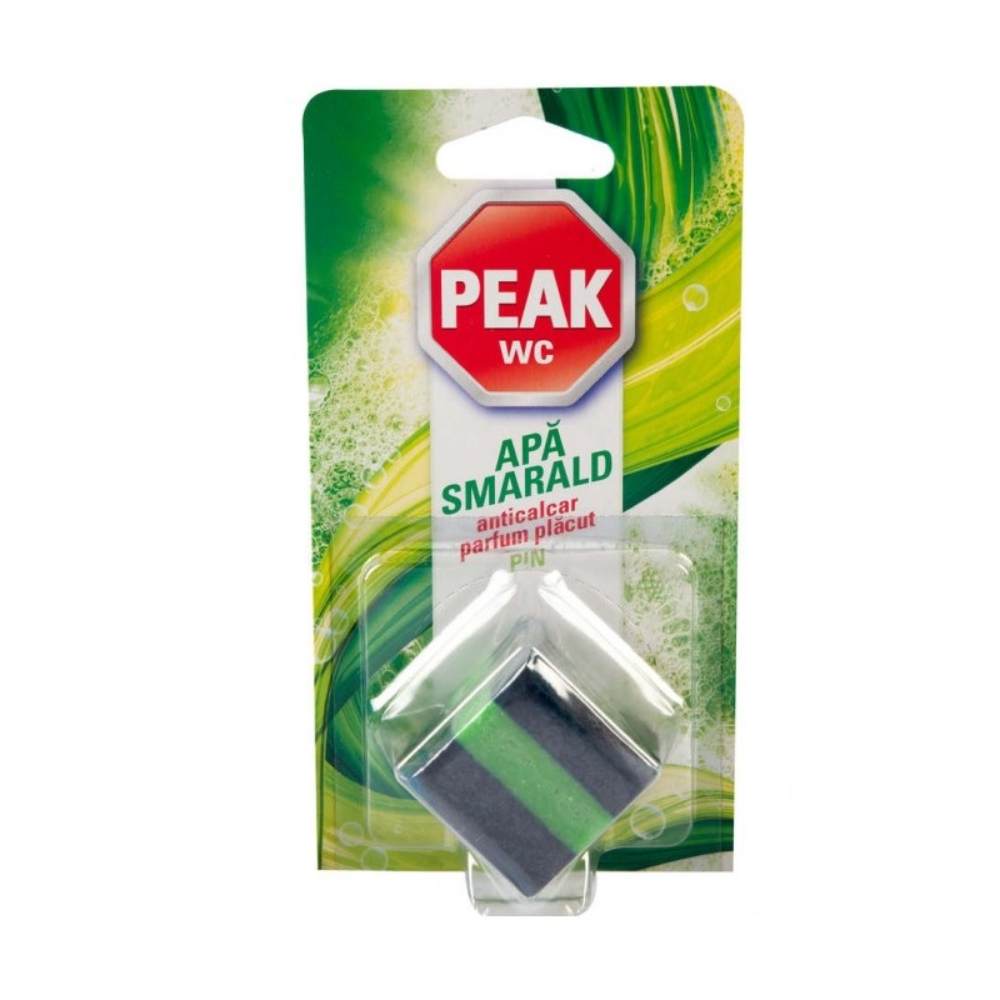 Tableta Odorizanta pentru Bazin Peak WC Apa Smarald, 50 g, Parfum de Pin