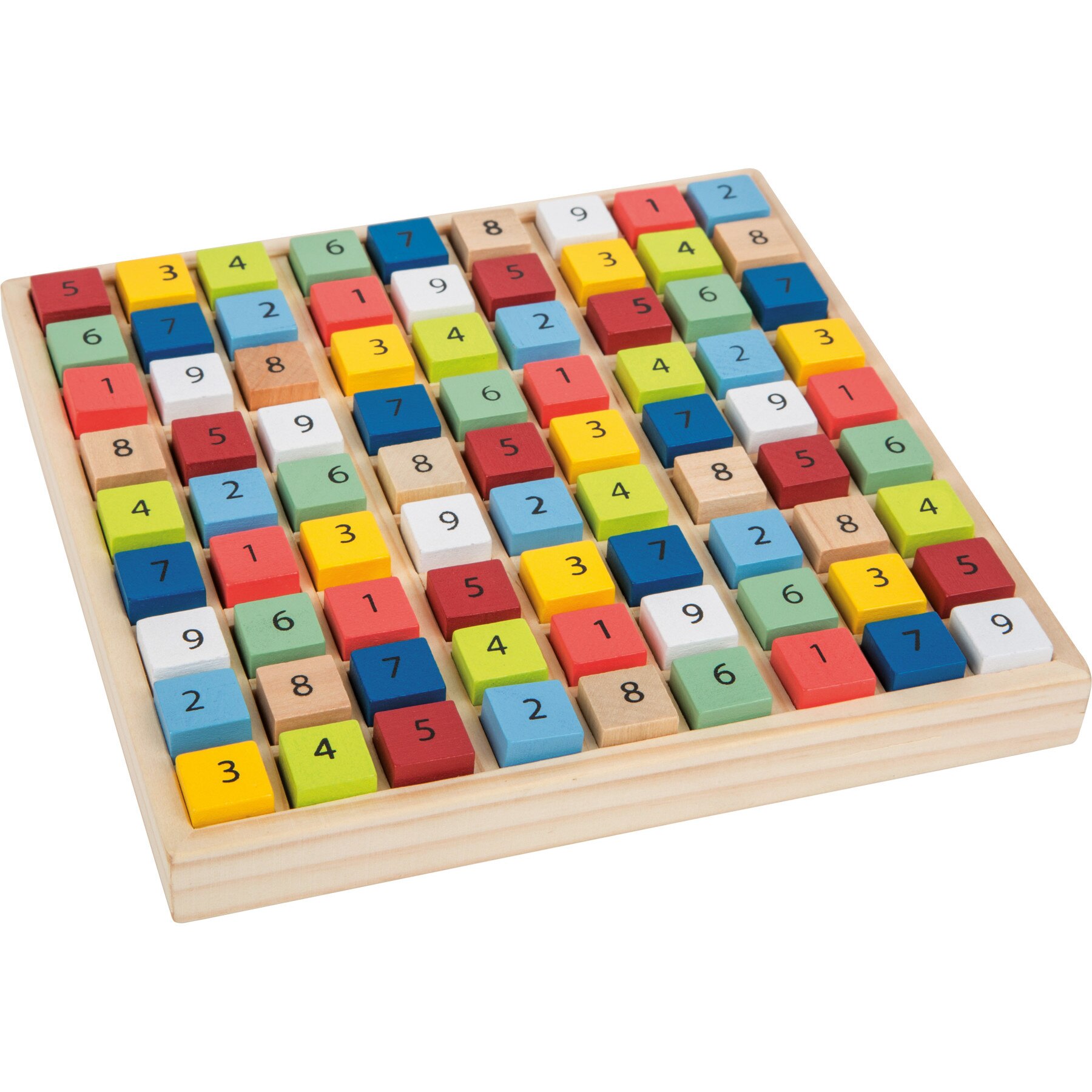 Joc sudoku, cuburi lemn, multicolor
