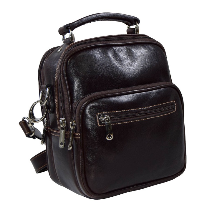 Borseta piele maro vintage barbati 016 MAGAZINULDEGENTI